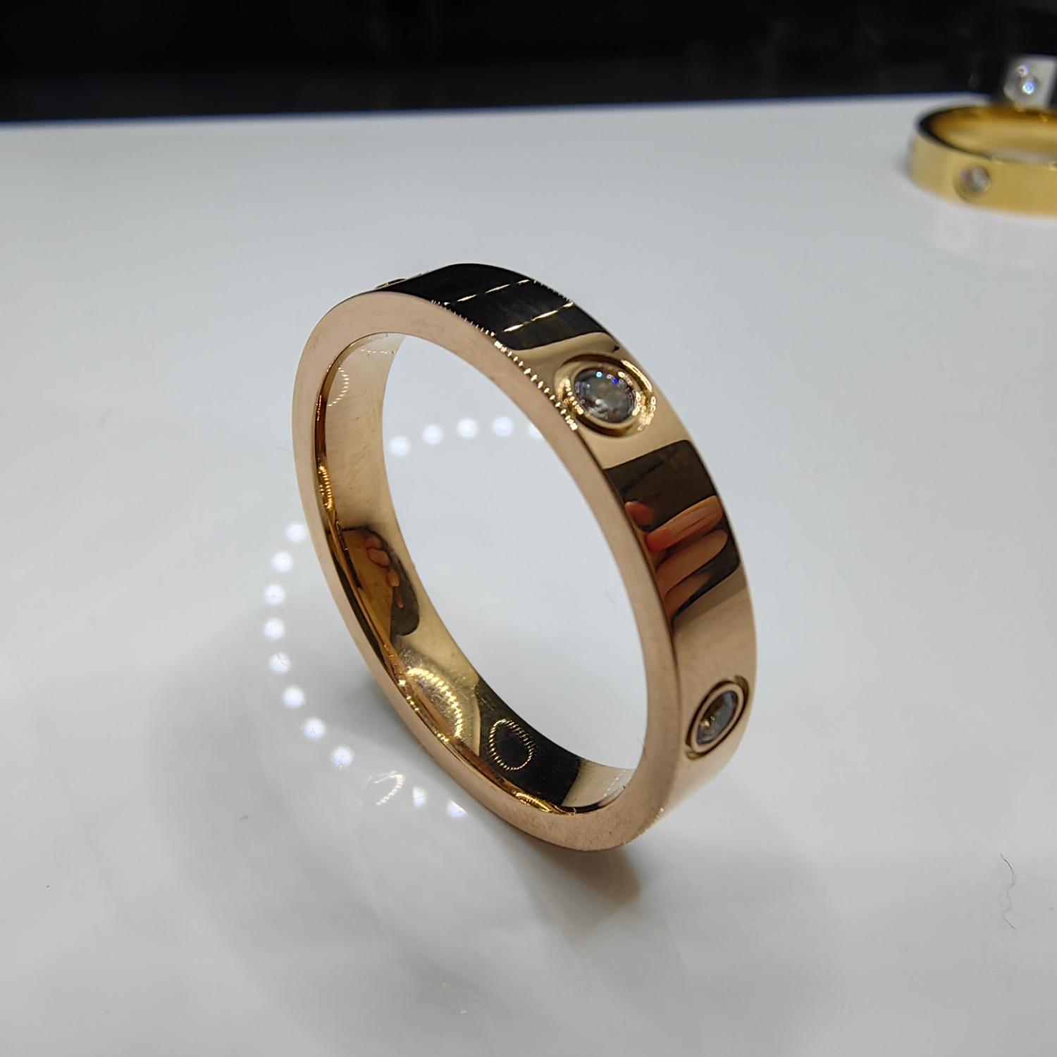 

Кольцо из розового золота со стразами для пары, мужское/женское обручальное кольцо с цирконием для пары, титановое обручальное кольцо 5-10 Women-6 розового золота