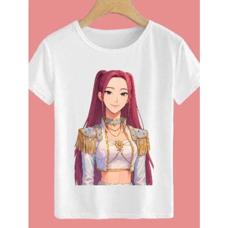 Casual Loose Short-sleeved Fashion Printed Top Simple T-Shirts Girls