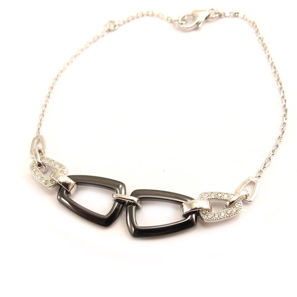 Les Trésors De Lily [L4623] - Silver Bracelet 'Sissi' Black White Silver (rhodium-plated) - 50x10 Mm