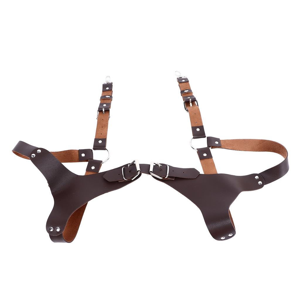 Men Suspenders Adjustable Sturdy Vintage Style PU Leather Renaissance Men Suspenders for Parties