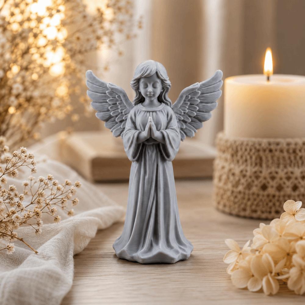 3D Printed Angel Wings Statue Light Luxury Girl Sculpture Cute Guardian Angel Figurine Living Room