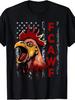 Funny Chicken T Shirt With F Caw F Rooster & US Flag Design - Black Casual Tee For Parties, Independence Day, Casual Attire - Fu