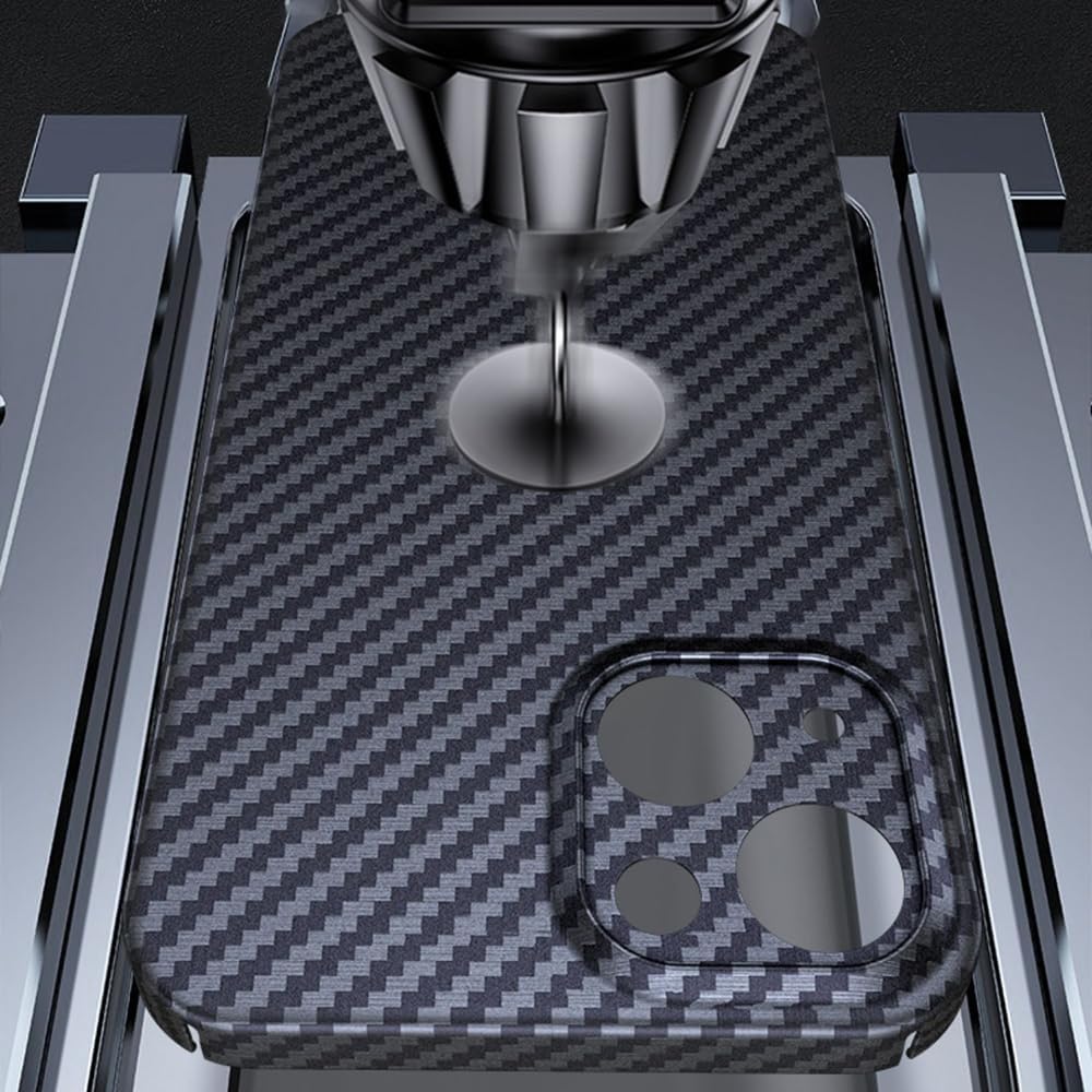 RIZZ Real Carbon Fiber iPhone 15 Case Slim Thin Skin Friendly Feeling Aramid Fiber Phone Case for Men Support Wireless Charging Drop Protection (for