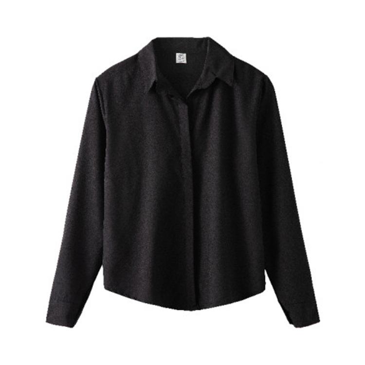 Solid Color Shirt Women's Long Sleeved Top Minimalist Temperament Chiffon Shirt Korean Version