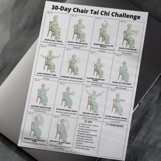 2 ks Tai Chi cvičení na židli pro seniory a začátečníky 10x8 palců