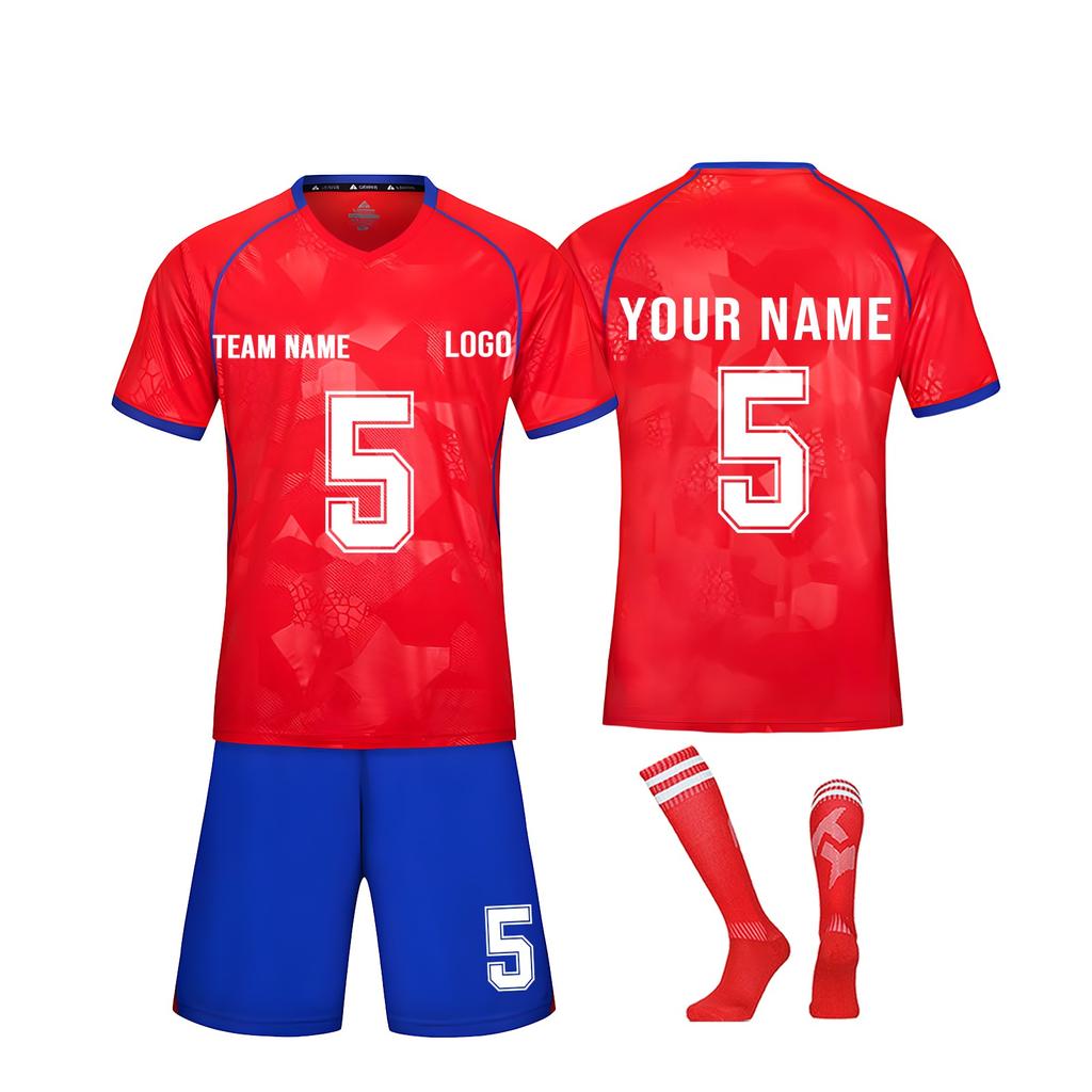 Men's Soccer Jersey Set Quick Dry Athletic Uniforms with Shorts and Socks for Training and Competition