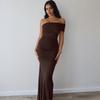 Off-Shoulder Bodycon Party Abend Langkleid 2026 Neu Damen Einzelschulter Ärmel Schlitz Elegant Kleider Rückenfrei Sexy Kleid