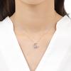 Cubic Zirconia Silver SV925 Cat Moon Heart Necklace for Women [Petit Chaton] (2-01 Silver-Pink)