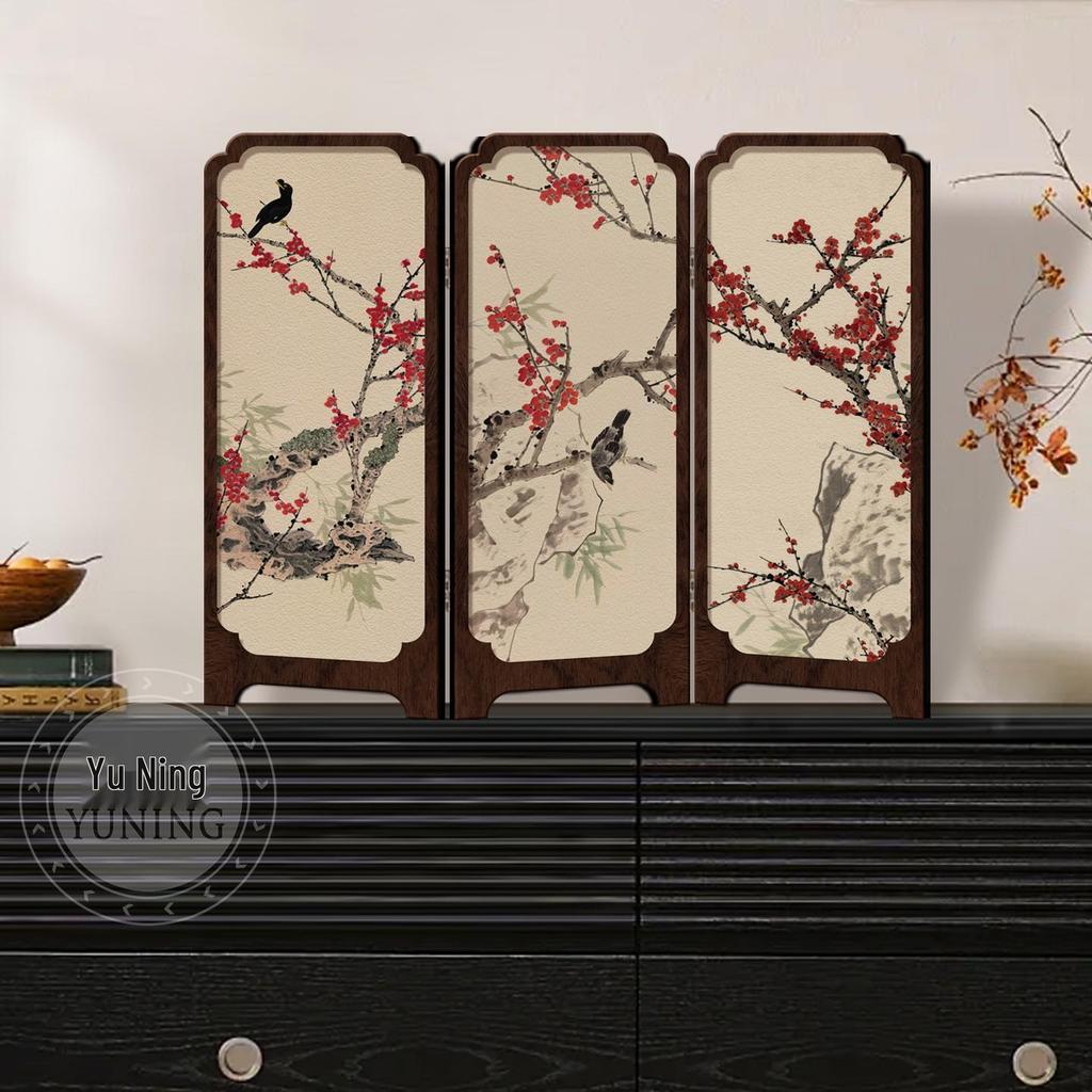 Chinese Ink Bamboo Desktop Screen: Retro Office & Tea Table Decor