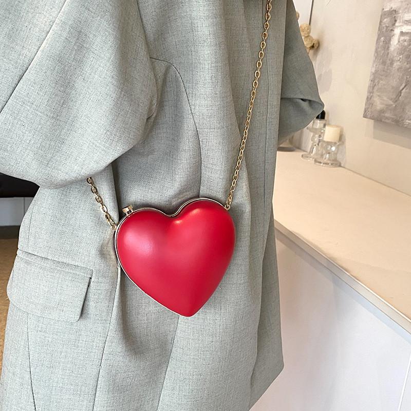 Cute Mini Heart Shaped Shoulder Sling Bag For Women In Colorful Pu Material
