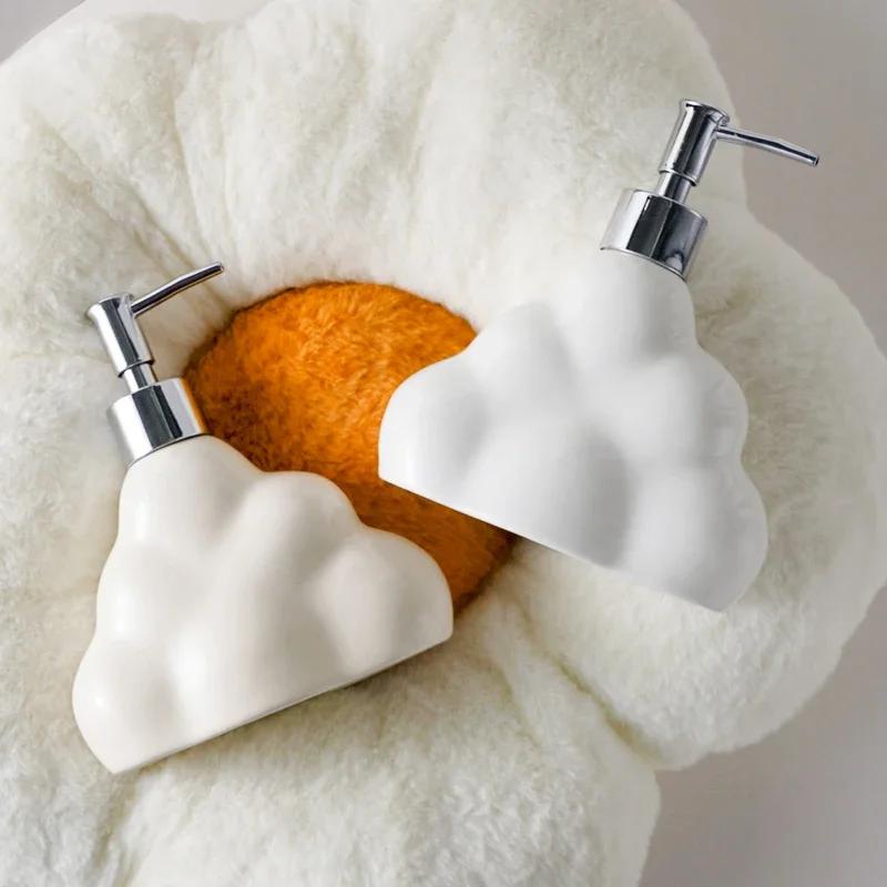 Cloud Shape Ceramic Liquid Soap Dispenser Pressing Bottle Bathroom Shampoo Shower Gel Dispensing Bottle BathroomAccessories Gift