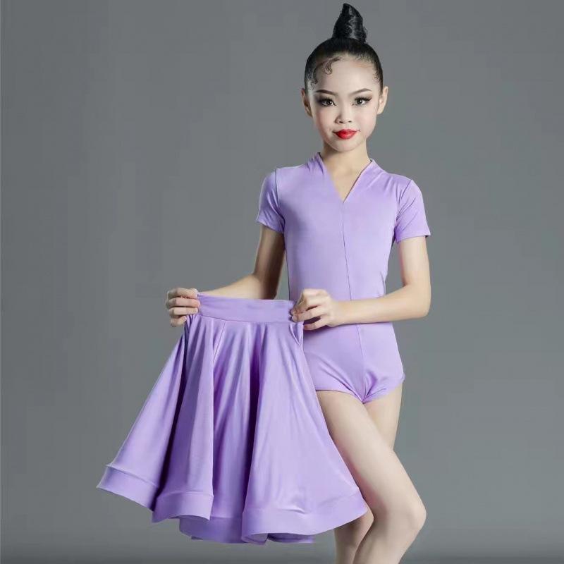 Rochie de dans latin pentru fete Rochie de dans pentru fete cu mânecă lungă și crăpătură Rochie de dans latin Îmbrăcăminte de performanță Set din două piese