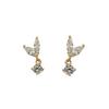 2023 Trendy French-Inspired Diamond Leaf Stud Earrings for Women