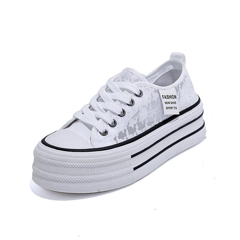 Thick-soled Heightening Little White Shoes Women's Niche Design Spring and Summer 2025 New Mesh Breathable Board Shoes Women KT-291