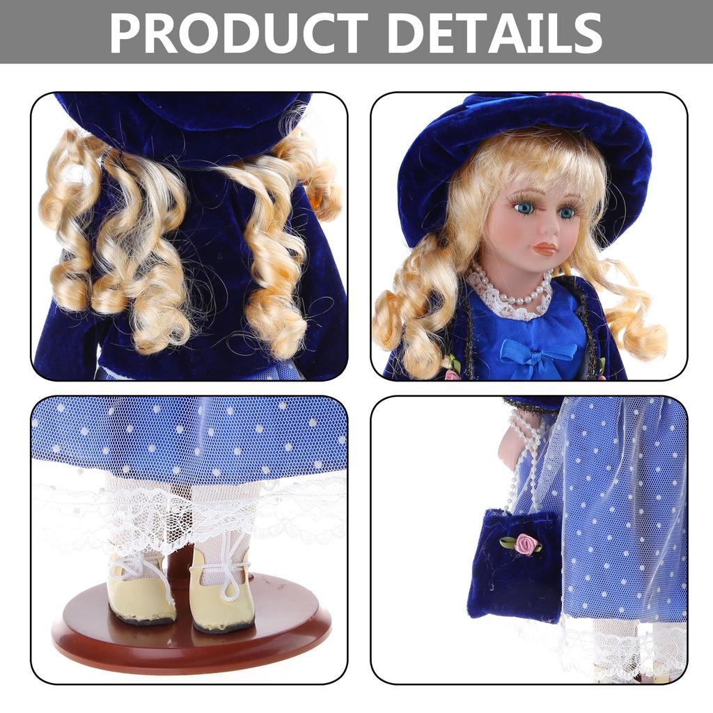 Elegant Victorian Porcelain Doll with American Rural Dress Home Display Doll Centerpiece Decoration 40cm Reborns Doll