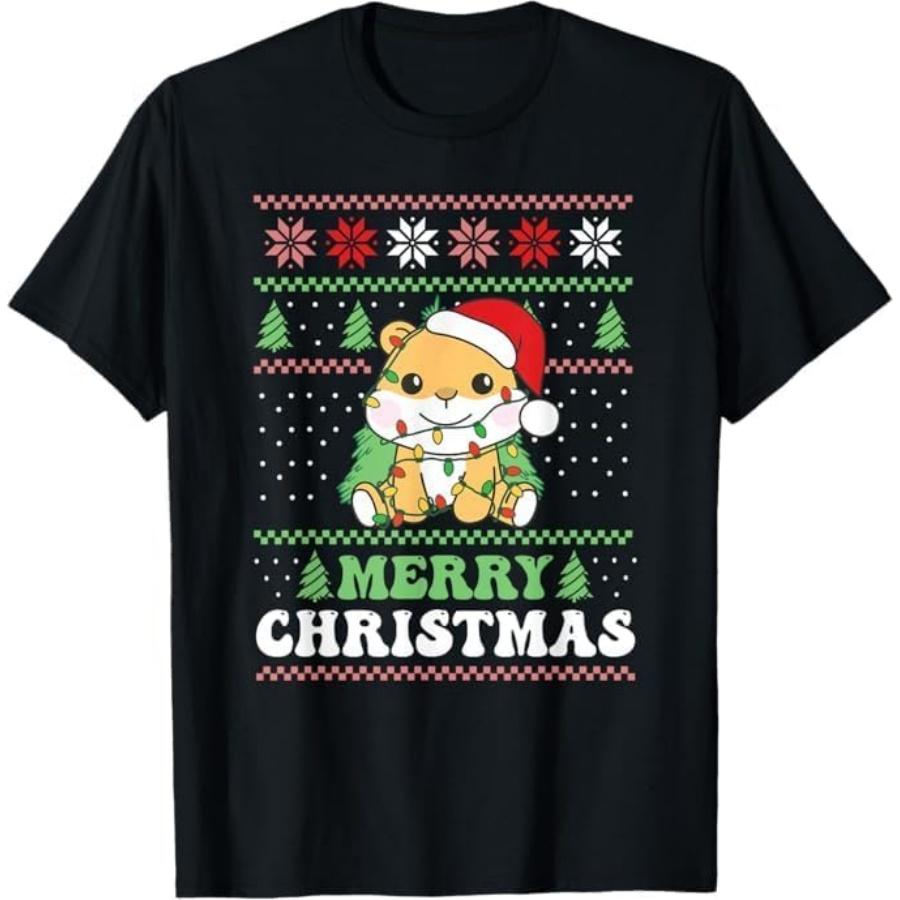 

Merry Christmas Retro Ugly Christmas Hamster T-Shirt GIU1 Mens Womens Tank Top Sweatshirt Hoodie Longsleeve 734 Black XXXXXL різнокольоровий