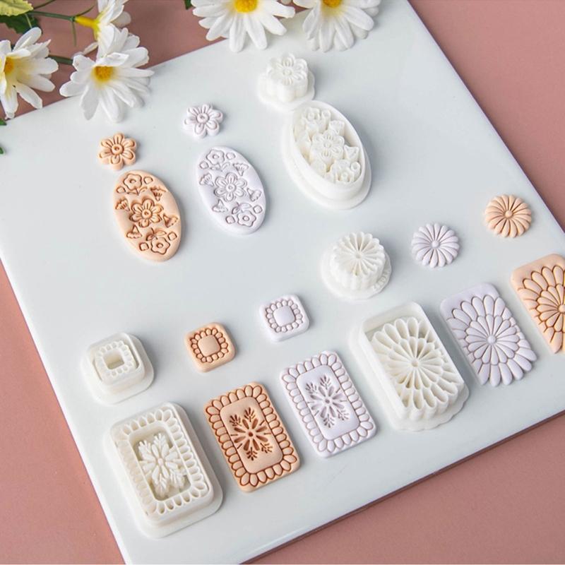 Cartoon Bohemian Flower Polymer Clay Earring Molds Lightweight Plastic Craft Tools For Kids Creative Projects