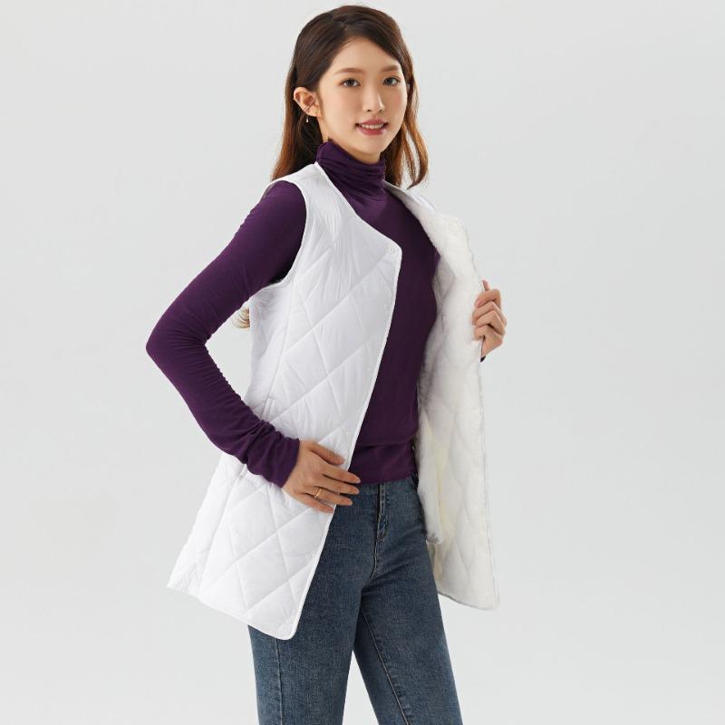 

Женский зимний длинный теплый модный плюшевый бархатный жилет новый цельнокроеный бархатный длинный жилет 4XL (within 70kg)