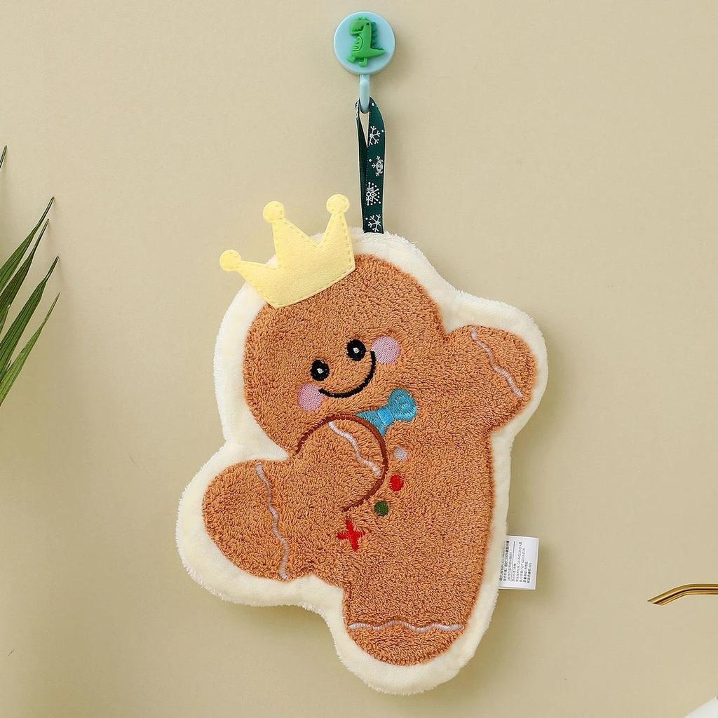 Adorable Christmas Hangable Absorbent Hand Towel - Thick Cartoon Washcloth for Bathroom and Kitchen