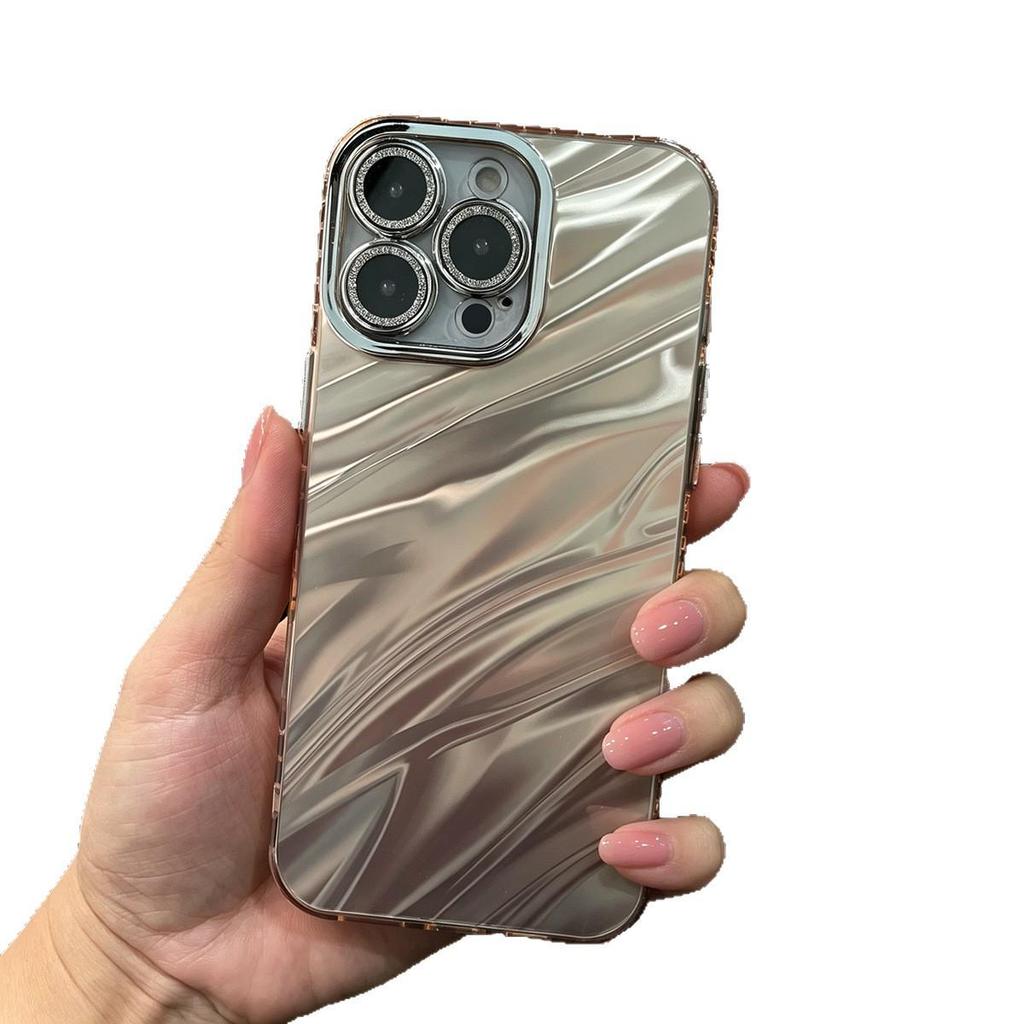 Water Ripple iPhone 16 Pro Case with Rhinestone Lens