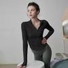 Women's Slim Fit Long Sleeve Yoga Top with Half-Zip Stand Collar