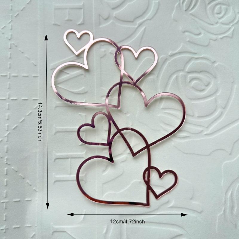 1PC   insMinimalist Heart Acrylic Cake Decoration Baking Cake Valentine's Day Dessert Party Decoration