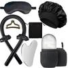 3/4/5/9Pcs Silk Sleep Set Eye Mask Satin Bonnet Memory Foam Pillow Gua Sha Ice Roller Face Massager Women Gift Style Accessories