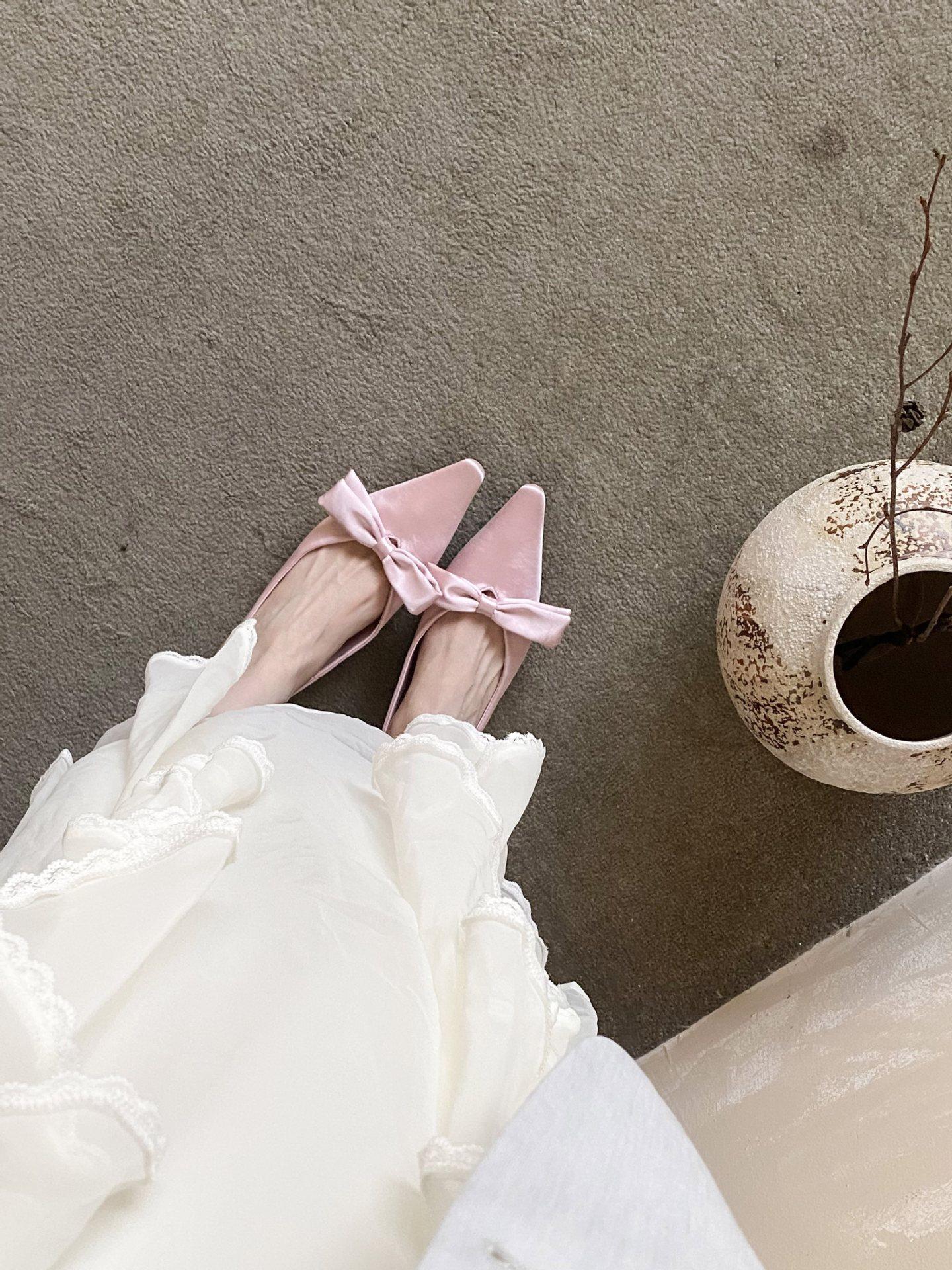 Women s Satin Square Toe Flat Bowknot French Style Stylish Elegant Sandals - Perfect for Daily Wear 35