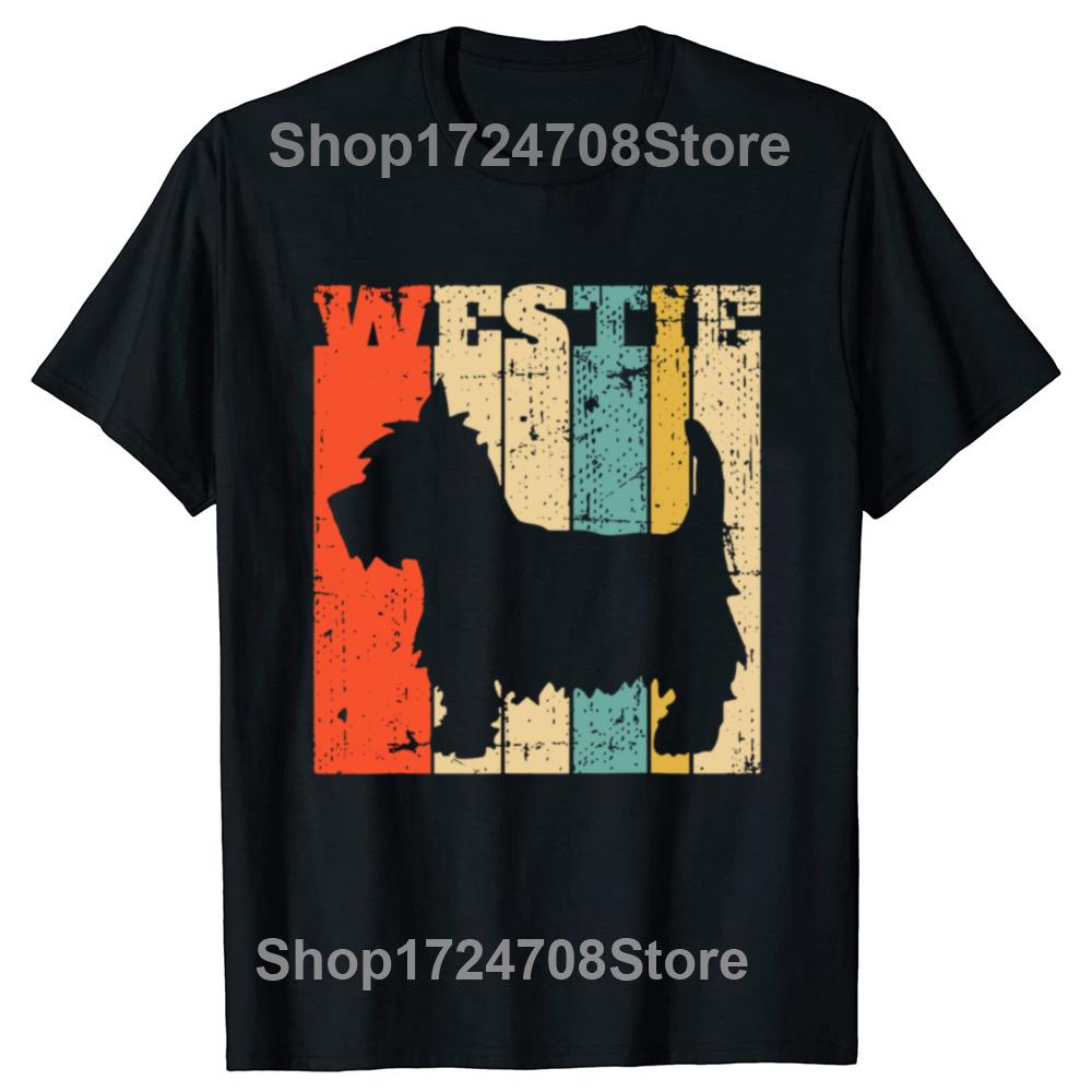 West Highland Terrier Westie Retro Vintage T Shirts Streetwear Short Sleeve Birthday Gifts Summer Style T-shirt Mens Clothing
