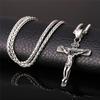 Christian Jesus Cross Necklace Ladies Men Stainless Steel Necklace Religious Antique Jesus Necklace Prayer Baptism Jewelry Gift
