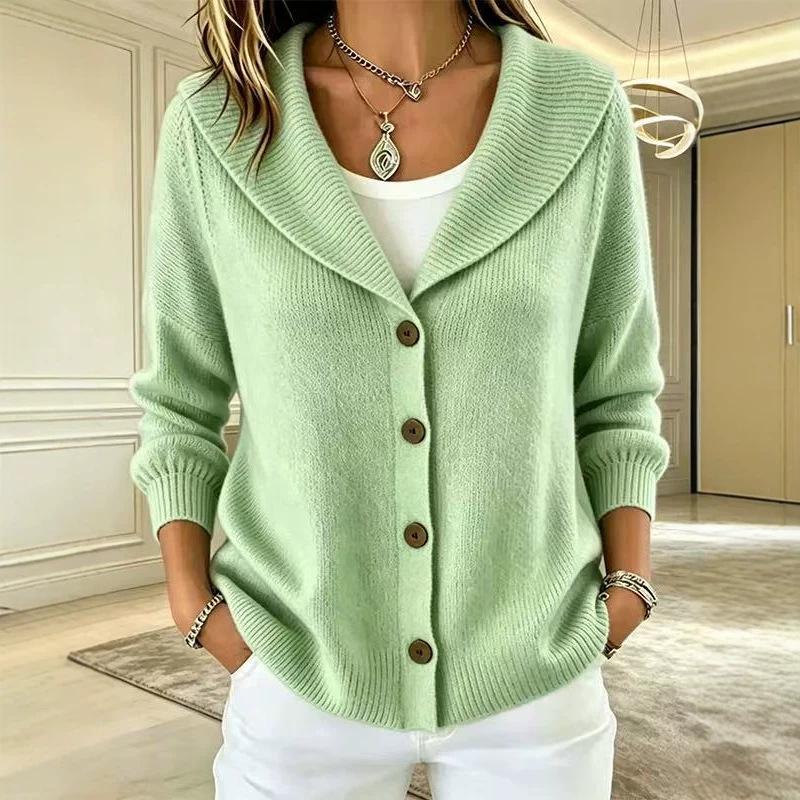 2026 European & American Women's Autumn/Winter Nine-Sleeve Lapel Button Solid Color Fashion