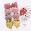 Soft Cotton Baby Bibs - Multi-Patterned, Retro Color, Snap Button Triangle Design