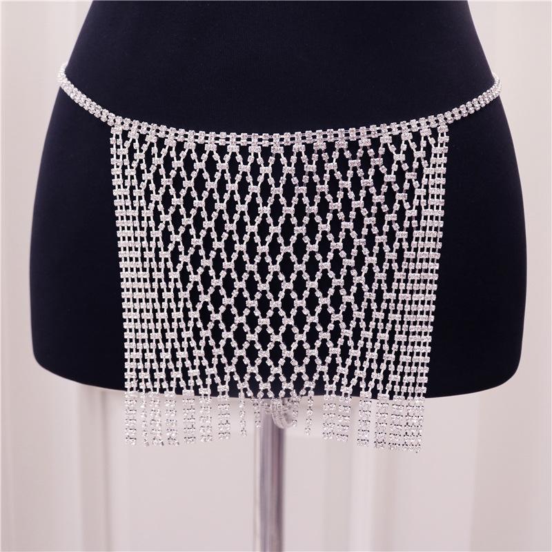 Cross-Border Hot Selling Rhinestone Tassel Bikini Body Chains Splendid Suit Shiny Underwear Skirt Chain