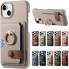 Phone Case For iPhone 16E 16 15 Pro Max 14 13 12 11 Xs Xr X 7 8 Plus SE 2025 Ring PU Leather Cover Cards Holder Wallet
