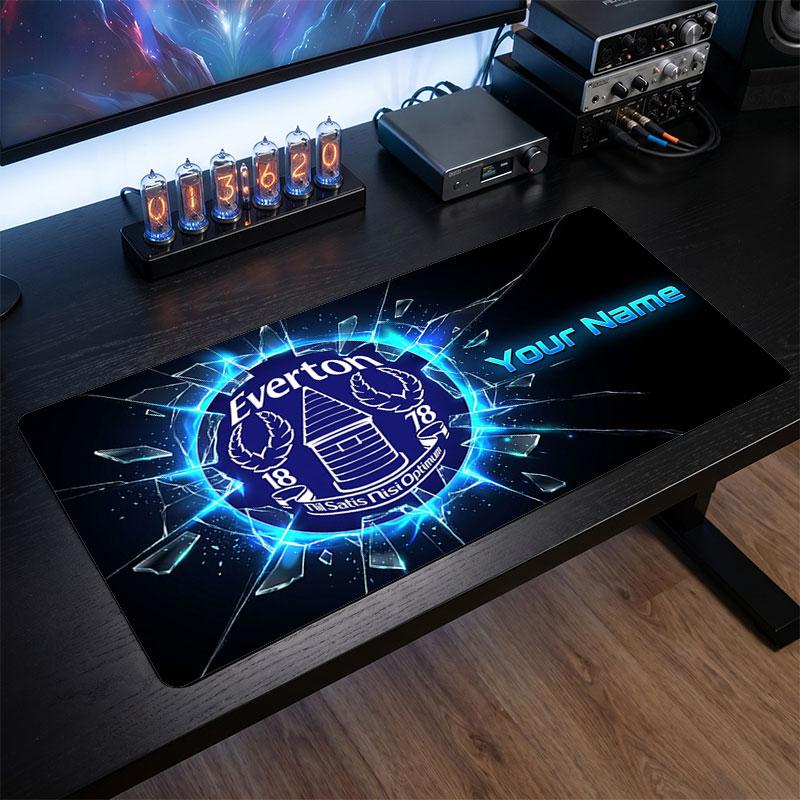 Everton FC Custom Large Mouse Pad, Personalized Name Text Print, Football Logo Non‑Slip Desk Mat Gaming Gift