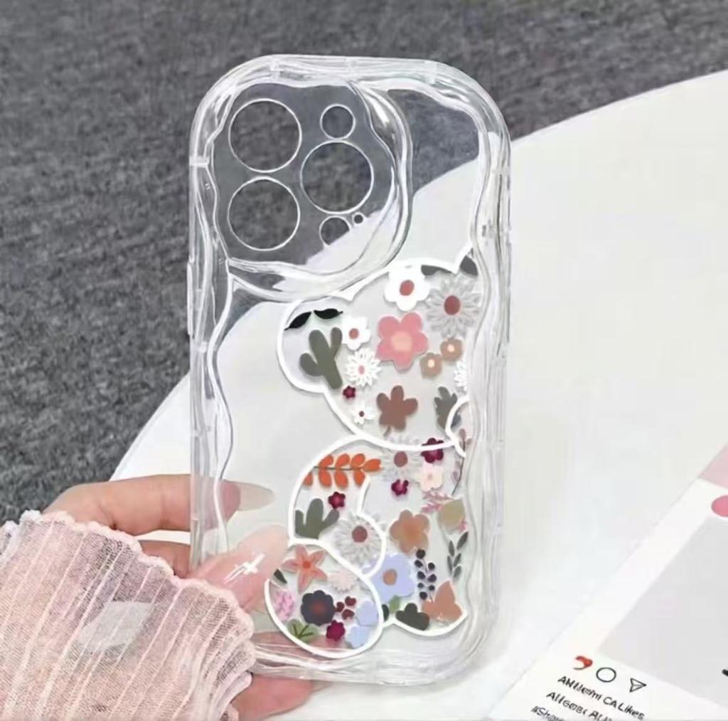 Floral bear cute for iphone17pro mobile phone case 11 Apple 15/14 bracelet 13promax new 12