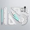 9PCS/Set Eraser Ruler Set Transparent Measuring Ruler Multi-Function Protractor  School Office
