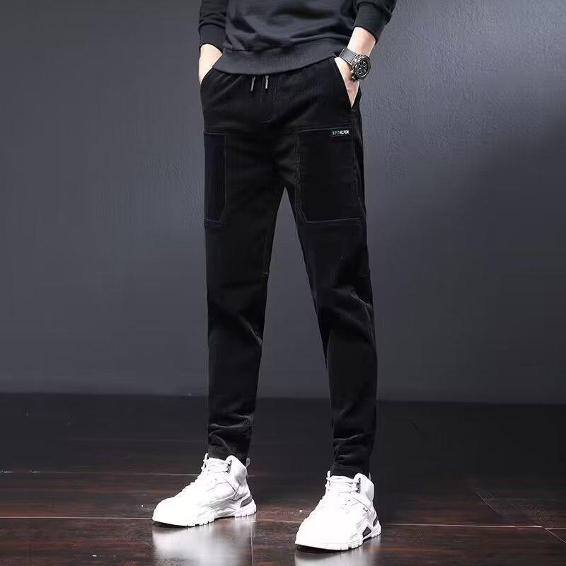 Autumn Men's Fashion Pants Thermal Pockets Designer Outdoor Trousers Waist Elastic Lace Up Casual Pants