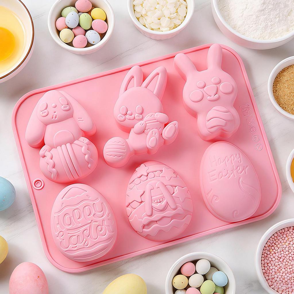 3D Rabbit Silicone Mold Easy Release Handmade Crafts Casting Tool Easter Silicone Molds for Gummies Cupcake Fudge Candy Jelly
