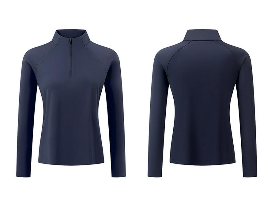 2025 Women's Sport Long Sleeve Zip Collar Polo Shirt: Outdoor Casual Warm Top