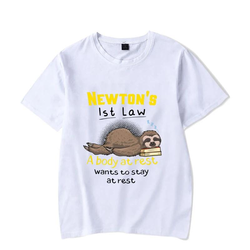 

Funny Physics Joke Sloth Print T-shirt for Men Clothes Black Male T-shirts Summer Streetwear Men Unisex Oversized T Shirt Homme 4XL