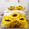 Sunflower Cow Bedding Set Kids Yellow Floral Cattle Duvet Cover King/Queen Size for Girls Teens,Western Bull Decor Quilt Cover
