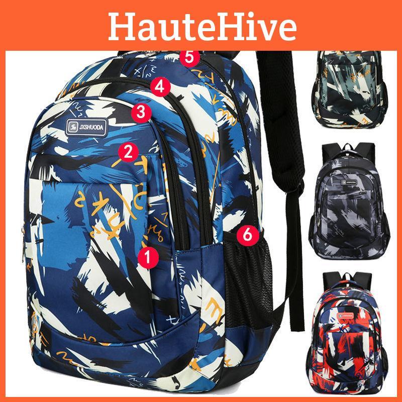 Printed Leisure Travel Backpack Wear Resistant Student Schoolbag