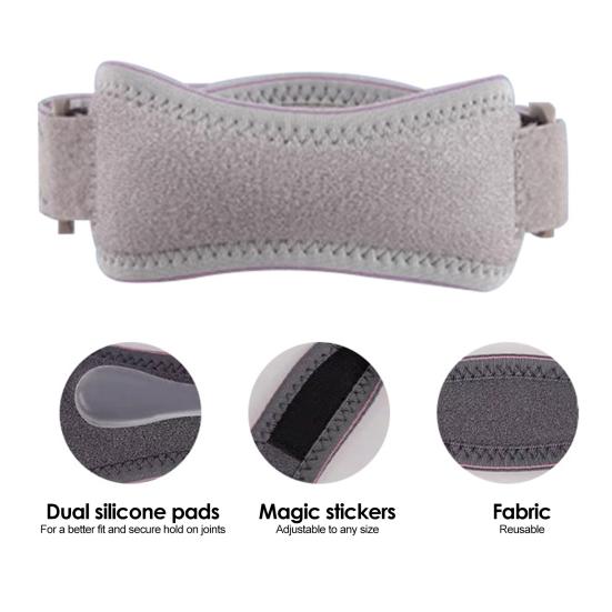 Patellar Tendon Support Strap with Silicone Pad, Cycling Running Fitness Sports Knee Brace, Adjustable Pain Relief Knee Stabilizer Strap for Men