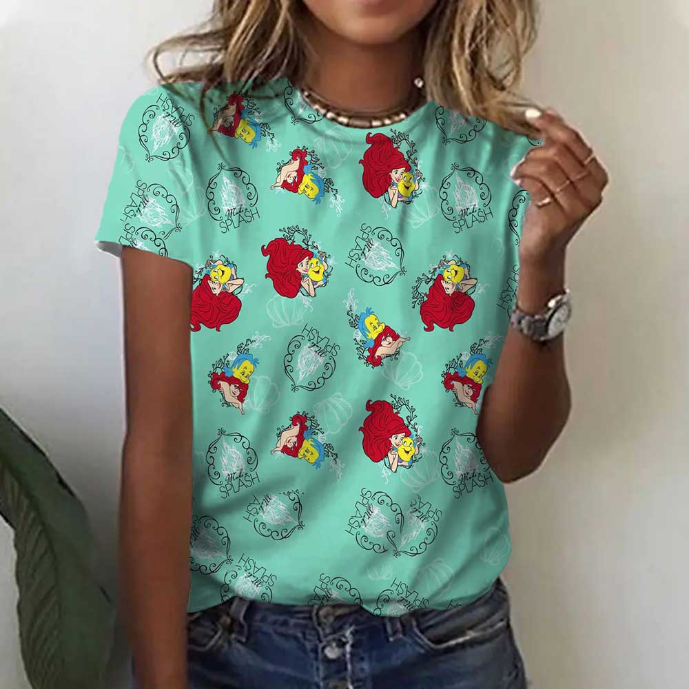 Latest Fashion Disney Princess 3D Printing Comfortable Casual Outdoor Sports Breathable Quick Drying Popular T-Shirt