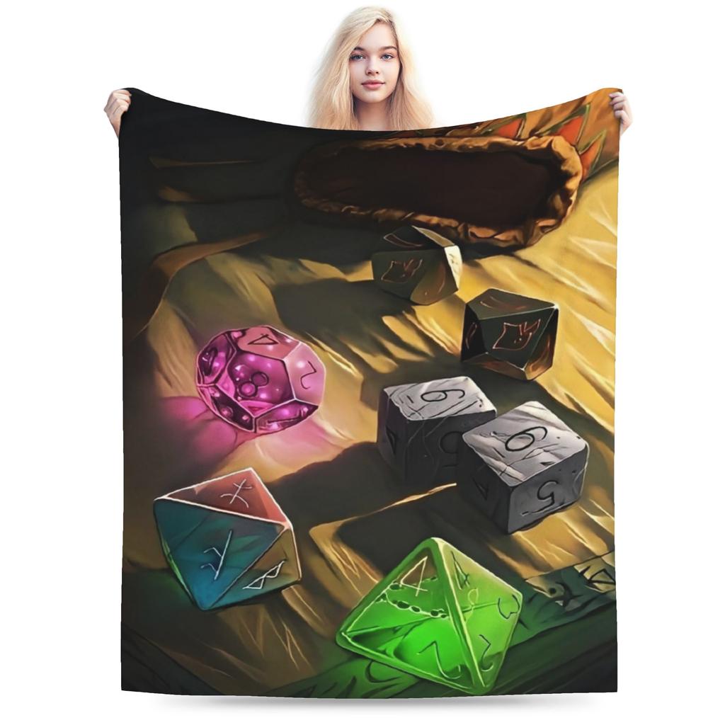 DND Flannel Throw Blanket Role-Playing Game Blankets for Bedding Outdoor Super Warm Bedroom Quilt