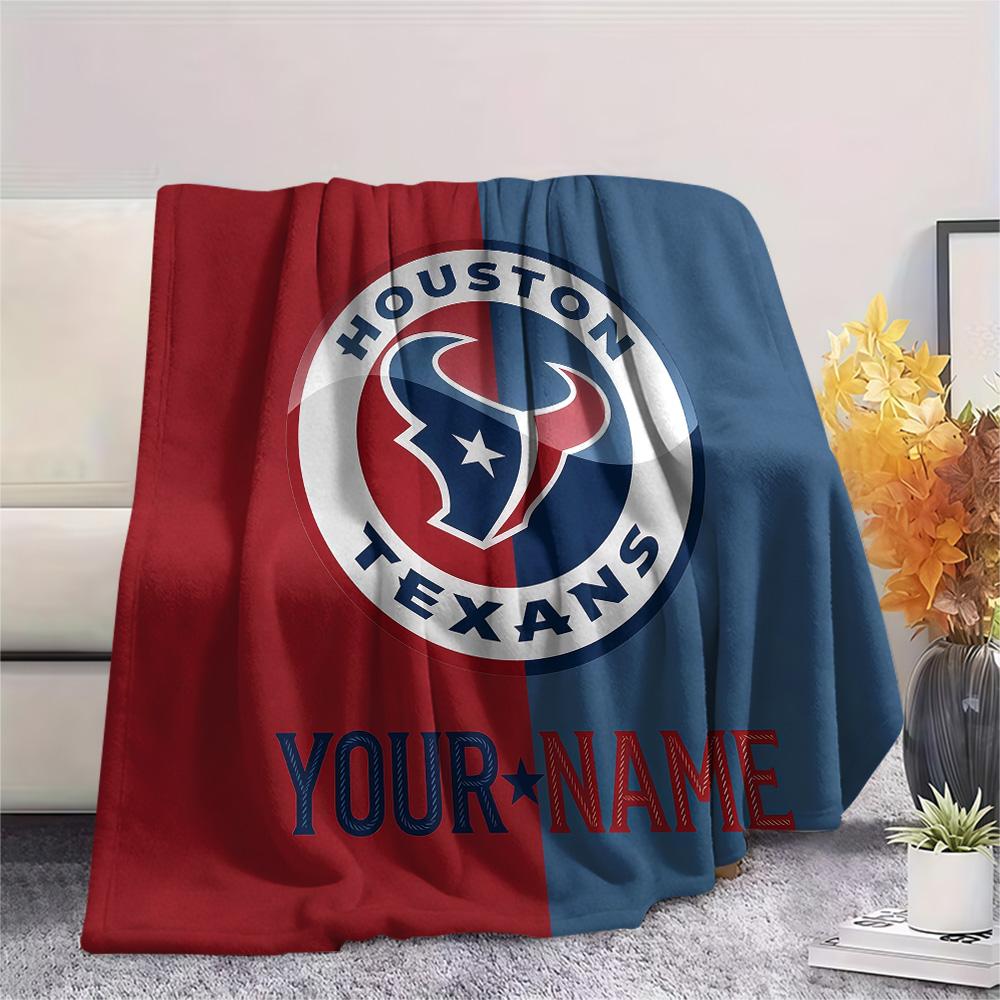 Custom Name Houston Texans Flannel Blanket, High quality Comfortable for All Seasons, Home Decor, Warmth and Comfort