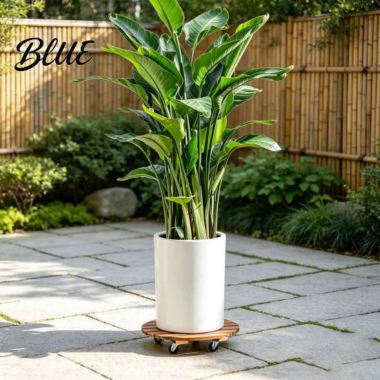 Stable Plant Dolly for Farm Round Wood Caddy with Wheels Heavy Duty Rolling Stand Stoneware Vat Mover Lawn Casters Movable Flower Pot Indoor Outdoor