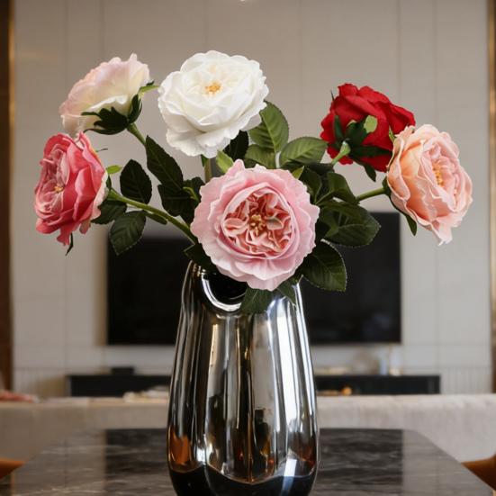 Real Touch Artificial Rose Flower 24.8" Long Stem Fake Rose Flower Realistic Big Bloom Rose Bouquet for Wedding Party Floral Arrangement Vase Decor