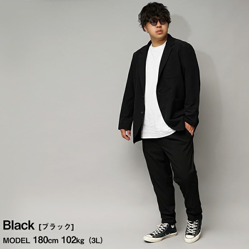 Tailored Jacket Large Size 5L 4L 3L 2L Casual Suit Specialty Comfortable Iwasho 3L Black [Samdiff] Men's [Stretch Material] (01)
